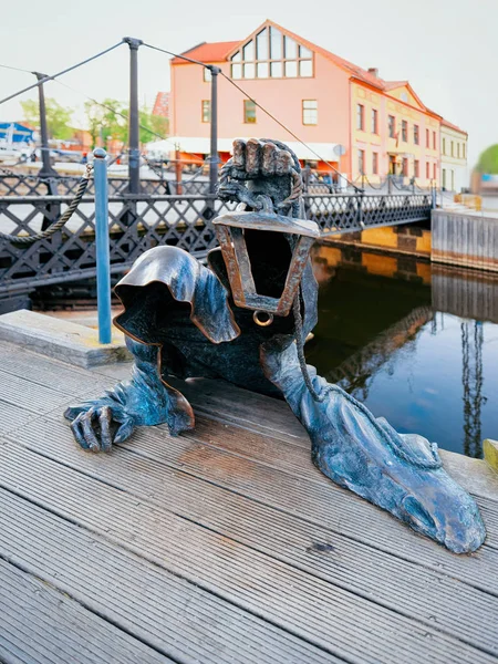 Klaipeda Lithuania May 2016 Black Ghost Sculpture Klaipeda Lithuania Eastern — Stock Photo, Image