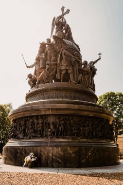 Veliky Novgorod, Rusya - 14 Haziran 2015: Veliky Novgorod Kremlin'de Rusya Milenyum Anıtı