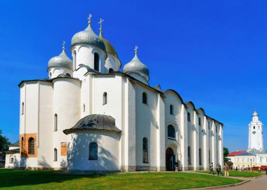 Veliky Novgorod, Rusya - 14 Haziran 2015: Rusya'nın Veliky Novgorod Kremlin'inde Ayasofya Katedrali