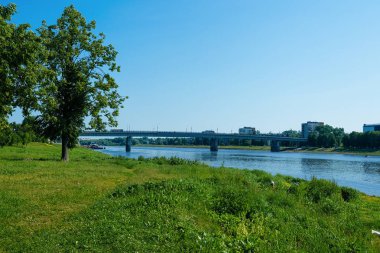 Rusya'nın Veliky Novgorod Volkhov Nehri üzerinde Köprü