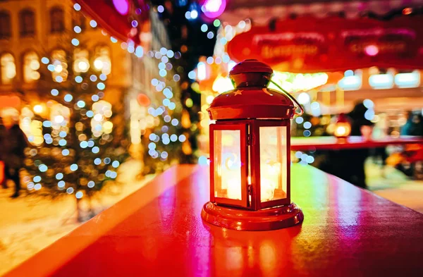 Lanterna Livu Square Nel Mercatino Natale Inverno Riga Lettonia — Foto Stock