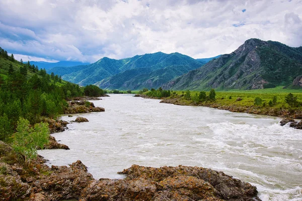Doğa Ile Altay Dağları Katun Nehir Sibirya Rusya — Stok fotoğraf
