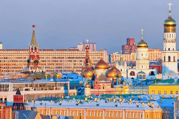 Luchtfoto Het Kremlin Moskou Stad Rusland Avond — Stockfoto