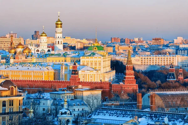 Luftaufnahme Von Kreml Und Moskauer Stadt Russland Abend — Stockfoto