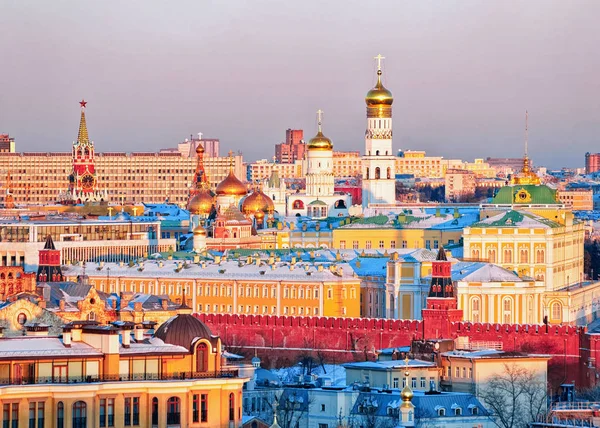 Luchtfoto Aan Kremlin Moskou Stad Rusland Avond — Stockfoto