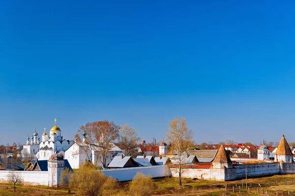 Панорама Заступництва Покровський Монастир Село Suzdal Володимир Області Росії — стокове фото