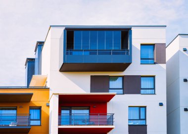 Çağdaş ve lüks daire bina mimari konsept düz. Konut ev ve ev.