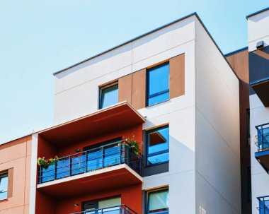 Çağdaş ve lüks apartman Mimari konsepti. Konut ev ve ev.