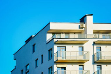 Blok modern konut ev daire ev bina cephe. Kopya alanı için yer de dahil olmak üzere