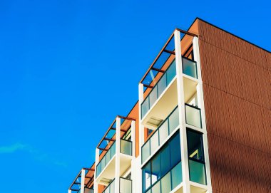 Modern konut daire ev bina cephe. Kopya alanı olan yer de dahil olmak üzere