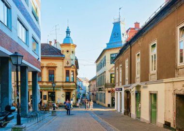 Maribor, Slovenya - 16 Eylül 2018: Maribor kare insanlarla, daha düşük Styria, Slovenya