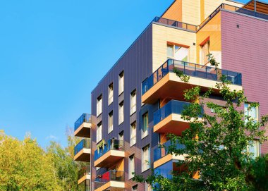 Modern yeni düz apartmanın dış kavramı. Konut ev ve ev.