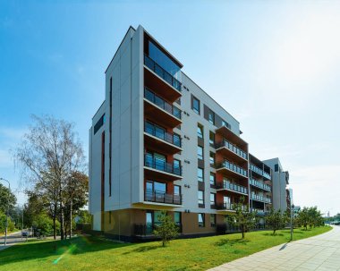 Modern yeni düz Daire Gayrimenkul konsept. Açık konut ev özellikleri.