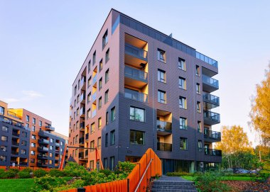 Modern konut daire ev karmaşık ve açık kavramı. 