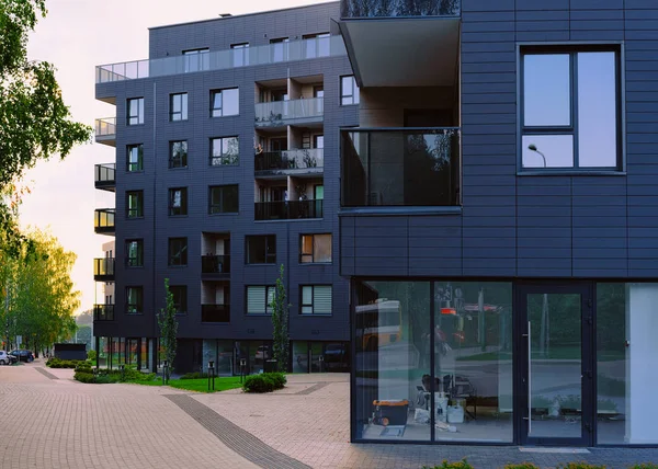 Appartement Huis Bouwen Onroerend Goed Concept Outdoor Residentiële Home Faciliteiten — Stockfoto
