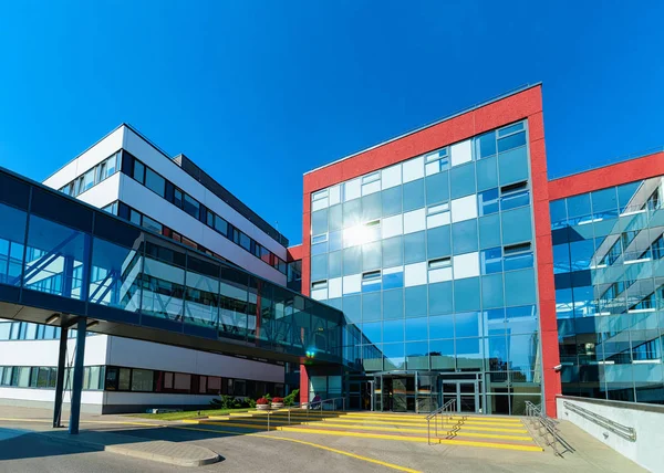 Vilnius Litauen September 2018 Einstieg Modernes Gläsernes Bürohaus Hochhaus Konzept — Stockfoto