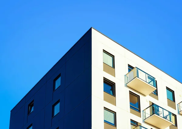 Fațada Clădirii Moderne Casei Rezidențiale Apartamente Inclusiv Locul Pentru Copierea — Fotografie, imagine de stoc