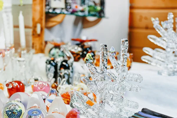 Üveg Dekoráció Karácsony Piac Riga Lettország Télen — Stock Fotó