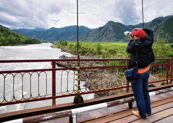 Kamera Katun Nehir Rusya Nın Sibirya Altay Dağları Yakın Olan — Stok fotoğraf