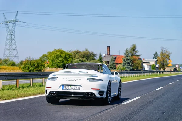 Maribor Slovenia September 2018 White Porsche 911 Turbo Luxury Cabriolet — Stock Photo, Image