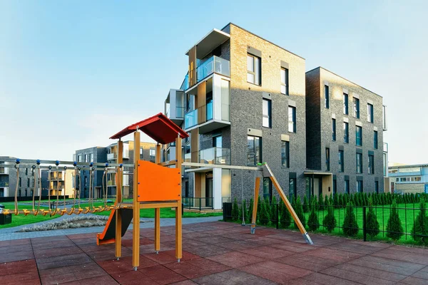 Apartamento Residencial Edificio Viviendas Concepto Exterior Parque Infantil Instalaciones Aire — Foto de Stock