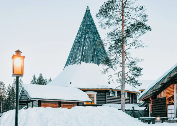 Oficina Santa Claus Santa Village Con Árboles Navidad Laponia Finlandesa — Foto de Stock