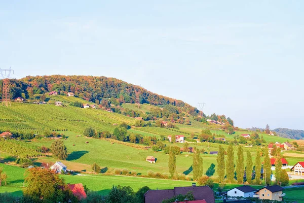 Paesaggio Con Case Sulle Alpi Giulie Slovenia — Foto Stock