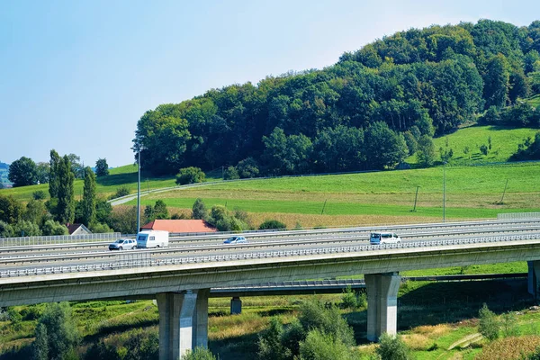 Vacker Utsikt Bron Moderna Highway Road Slovenien — Stockfoto