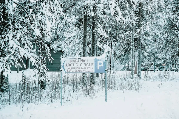 Sinal Aldeia Papai Noel Rovaniemi Que Está Lapônia Finlândia Círculo — Fotografia de Stock