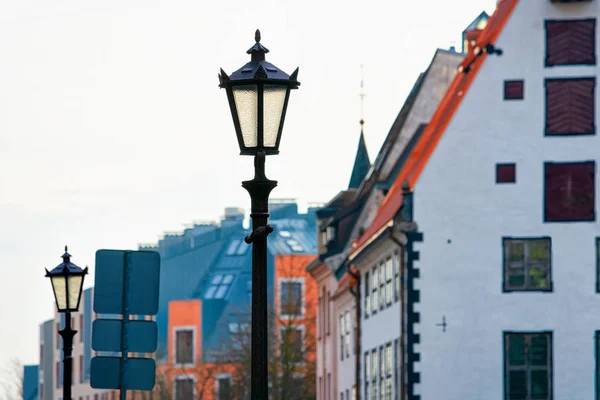 Lanternes Rue Dans Centre Ville Riga Lettonie — Photo