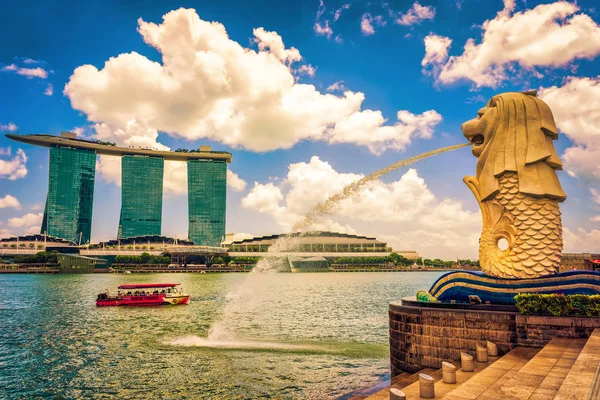 Statue Merlion au parc Merlion Marina Bay Sands — Photo