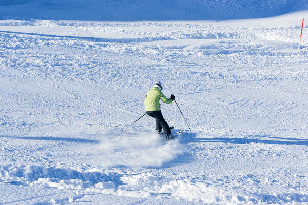 Man Skier Hintertux Glacier ski resort Zillertal Austria