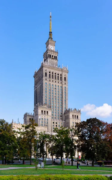 Pałac Kultury i nauki drapacz chmur Warszawa miasto — Zdjęcie stockowe