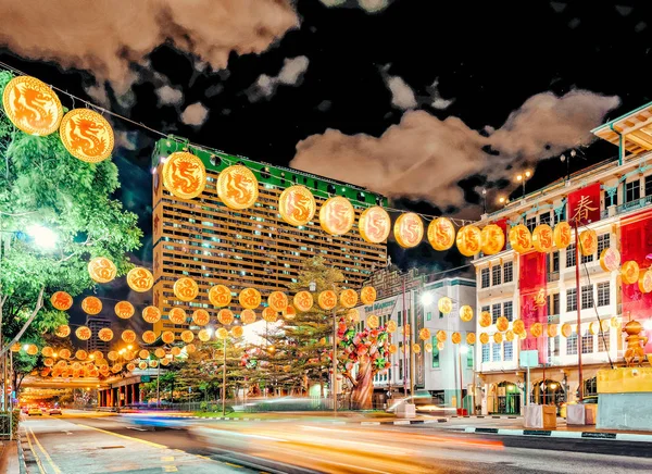 Singapur Yeni Köprü Yolu Chinatown Yeni Yıl dekore — Stok fotoğraf