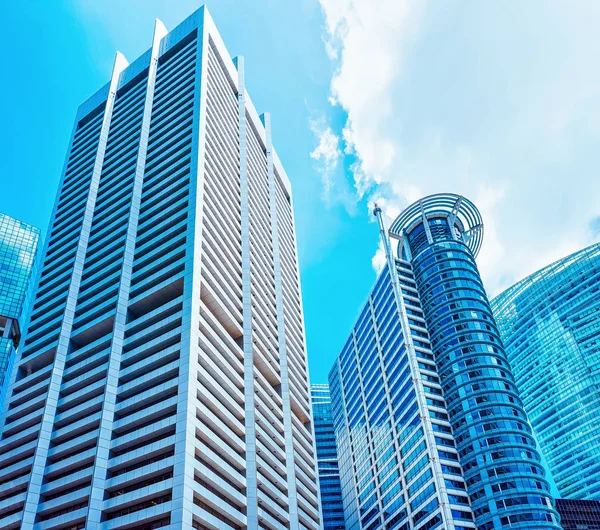 Felhőkarcolók egy Raffles hely pénzügyi központ Szingapúr — Stock Fotó