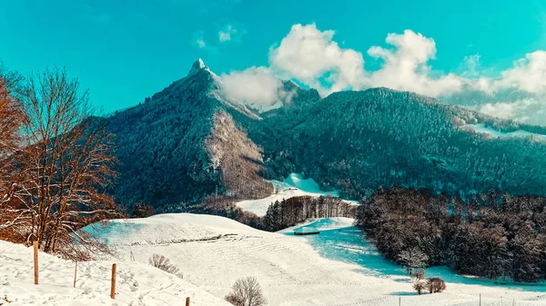 Panoramiczny widok z zamku Gruyeres — Zdjęcie stockowe