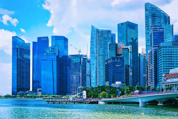 Skyline en el centro de la ciudad Marina Bay Financial Center Singapur — Foto de Stock