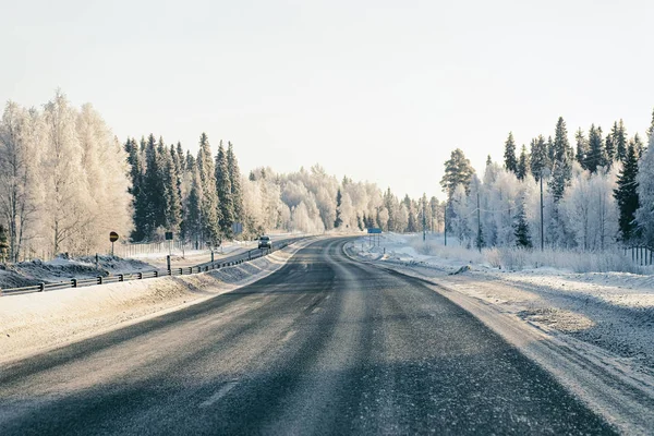 Driveway at snowy winter Lapland — Stock Photo, Image