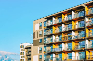 Daire Eu ev konut bina kopya alan mavi gökyüzü