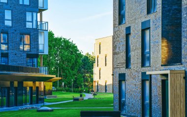 ab Modern konut apartman kompleksi blok mimarisi açık