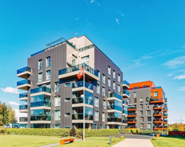 Konut ve bayrak modern mimari kompleks