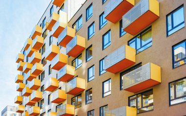 Renkli apartman modern konut bina mimarisi kopya alanı