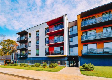 Modern düz apartman gayrimenkul dış mimari