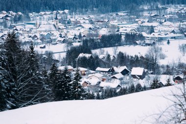 Bad Goisern Avusturya'da manzara ve karlı kış manzara