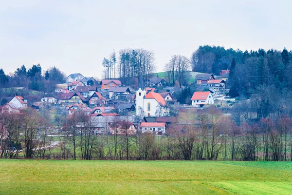 Vista panoramica con paesaggio nel centro storico in Austria — Foto Stock
