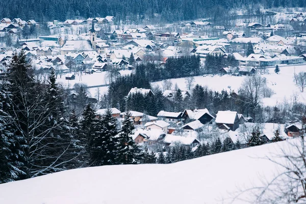 Bad Goisern Avusturya'da manzara ve karlı kış manzara