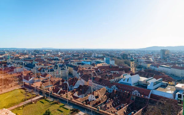 Panoramic view and cityscape with Rathaus in Town Hall Graz — Stock Photo, Image