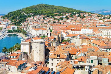 Cityscape and landscape in Old city of Split clipart