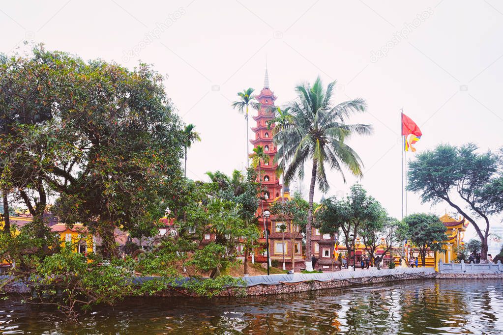 Tran Quoc pagoda on West Lake in Hanoi