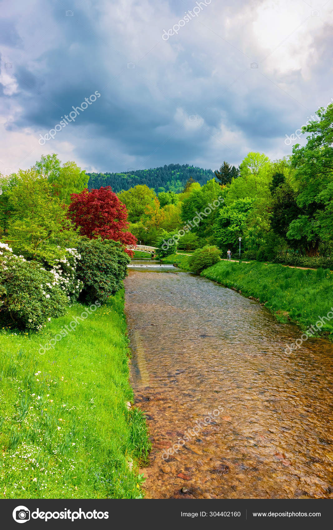 Bridge Over River In Gonneranlage Kurpark In Baden Baden Germany